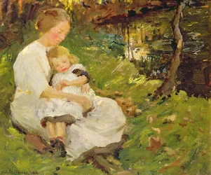 Mother and Child in a Wooded Landscape