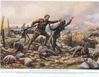 Private J. Boyd, single-handed, captures a machine gun, illustration from 