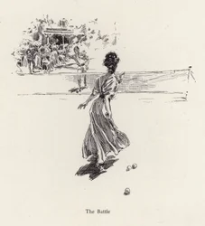 Man and woman playing tennis