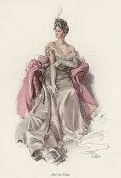Woman wearing an evening gown after the dance