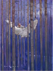 The owl and Gilbert had splendid rides in the moonlight (from The Forest Foundling)