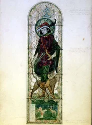 Design for a single light window with the figure of St. Hubert