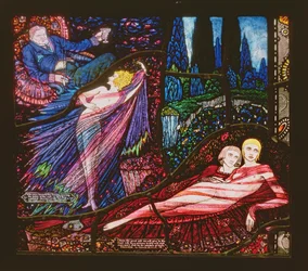 The Geneva Window depicting Mr Gilhooley by Liam OFlaherty and Deirdre by George Russell