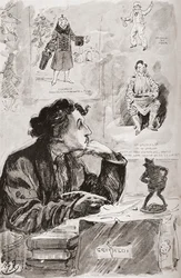 Memories of Grimaldi. Illustration by Harry Furniss for the Charles Dickens novel Memoirs of Joseph Grimaldi, from The Testimonial Edition published 1910