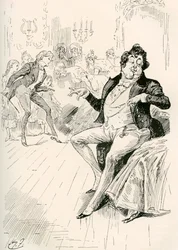 The Turveydrops, Senior and Junior, Illustration by Harry Furniss for the Charles Dickens Novel Bleak House, 1910