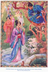 Princess Pearl was delighted at the sight of the young prince (from The Princess Hinode and Irihi)
