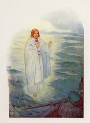Walking on the tossing sea, the fishermen saw the figure of Jesus