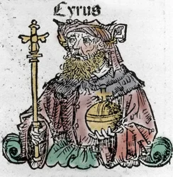 Cyrus II (529 BC), known as Cyrus the Great, founder of the Persian Empire, woodcut from the “Nuremberg Chronicle” by Hartmann Schedel