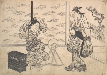 Two Women in a Room Opening on a Verandah