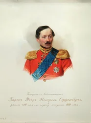 Portrait of General Baron Fyodor Petrovich von Offenberg 1789-1857 From the Album of the Imperial Horse Guards, 1846-1849