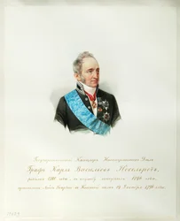 Portrait of the Chancellor of the Russian Empire Count Karl Robert Nesselrode 1780-1862 From the Album of the Imperial Horse