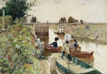 Boaters in a Lock on the Thames