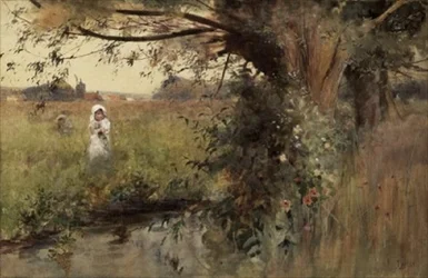 Collecting Flowers by the Stream