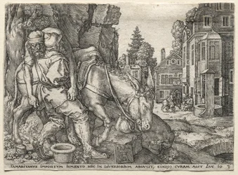The Parable of the Good Samaritan: The Good Samaritan Putting the Traveler on His Donkey, 1554