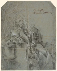 Self-Portrait? Seated, with Canvas and Palette, Outstretched Hand