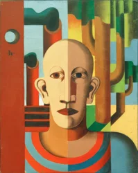Worker (Self-Portrait in Front of Trees and Chimneys)