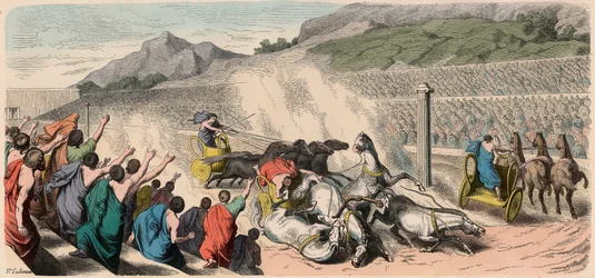 Ancient Greece: Olympic Games - Four-Horse Carriage Racing in the Hippodrome