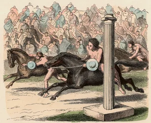 Ancient Greece: Sport: Mounting and Dismounting from a Horse at Speed