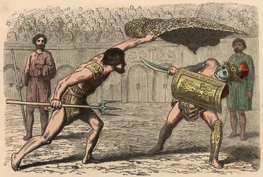 Ancient Rome: Gladiator fights in amphitheatre