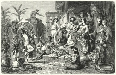 Court Scene from One of the Hellenistic Kingdoms that the Empire of Alexander the Great was Divided Into After His Death (engraving)