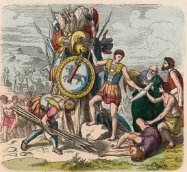 Greece at the time of the Republics: The victors erect signs of their victory on the battlefield