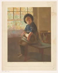 Girl Polishing a Copper Jug