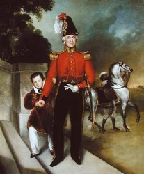 General Sir James Dennis (1778-1855) with his son, a syce leading away his charger 1843
