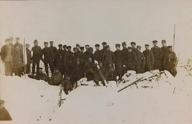 First World War: the Ukraine in the years 1914-1916 during the invasion of the German army. Group of soldiers