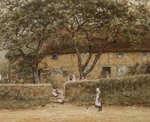 Children outside a Cottage