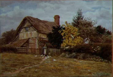 Laburnum Cottage: A Woman Feeding Ducks