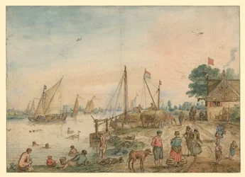 The Summer: River Landscape with Bathers