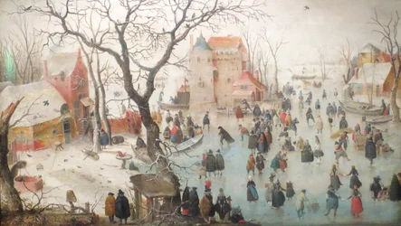Winter Landscape with Ice Skaters