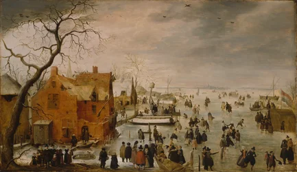Winter Landscape with Numerous Skaters