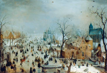 Winter Scene with Ice Skaters