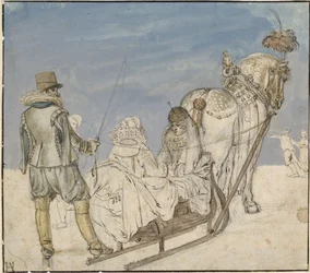 Winter: Sledges on the Ice with Two Ladies and a Gentleman