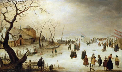 Winter Landscape with Figures and Tents on the Ice