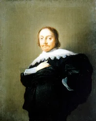 A Portrait of a Gentleman in a Black Suit and Lace Collar