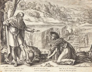 Ruth Gathers Ears of Grain in Boaz