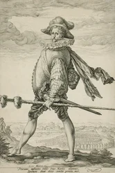 The Captain of the Infantry Marching to the Left