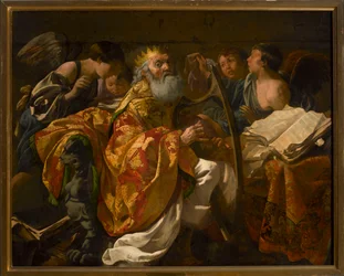 King David Playing the Harp Surrounded by Angels