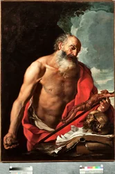 Representation of Saint Jerome. Painting by Hendrik van Somer