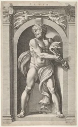 Pluto, on Verso Sketches of a Figure, Four Heads, and a Column