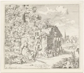 Shepherdess and Young Man by a Barn (Annette and Lubin)