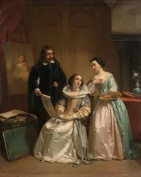 Gerard van Honthorst Showing the Drawings of his Pupil Louise of Bohemia to Amalia van Solms
