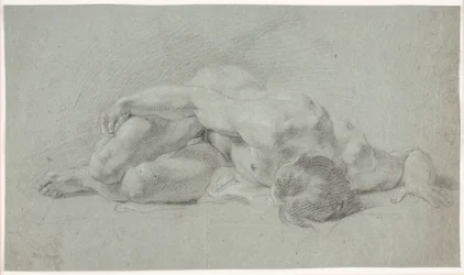 Male Model Study, Lying, Curled Up