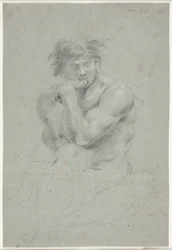Male Model Study, Torso and Lower Body Sketched