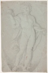 Standing Young Man Holding a Ball and a Crab