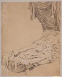 Study of a Man Lying on a High Bench