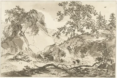 Hilly Landscape with a Resting Man