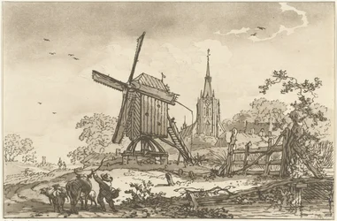 Landscape with a Windmill and a Church